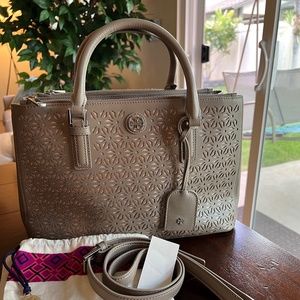 Tory Burch Robinson Floral Perforated Satchel